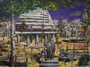 Marius Bercea, Imperfect Pearls Shimmer at Dusk, 2011. Oil on Canvas, 112 x 152"